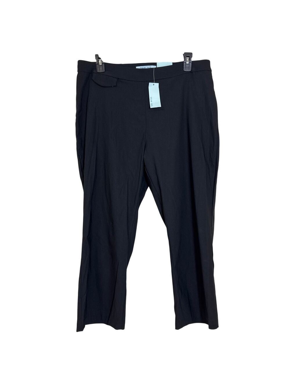 NWT Blue Sol Size 1X Lightweight Stretch Cropped Black Pants Inseam 25 1/2"